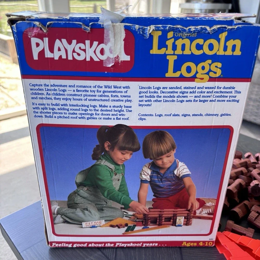 VTG 1986 Playskool Original Lincoln Logs 162 Piece Set, Actual 160 Pieces